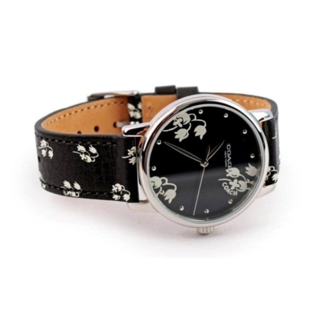 Coach Perry Black Floral Print Band Watch